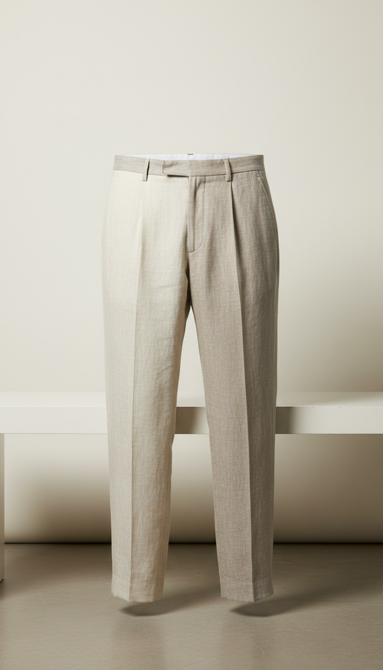 pantaloni sartoriali in lino uomo